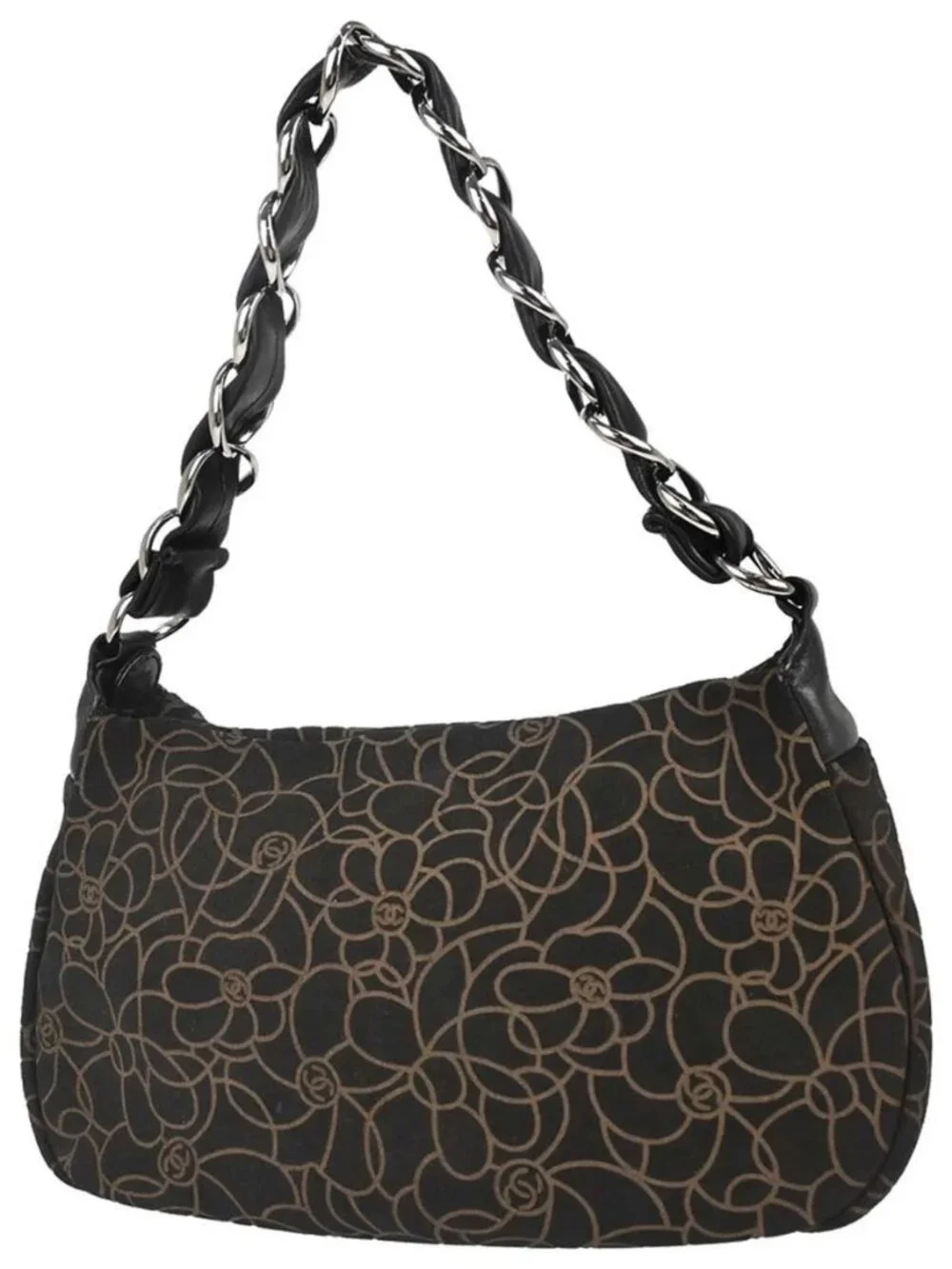 Chanel Black Suede Camellia Handbag NQ08437